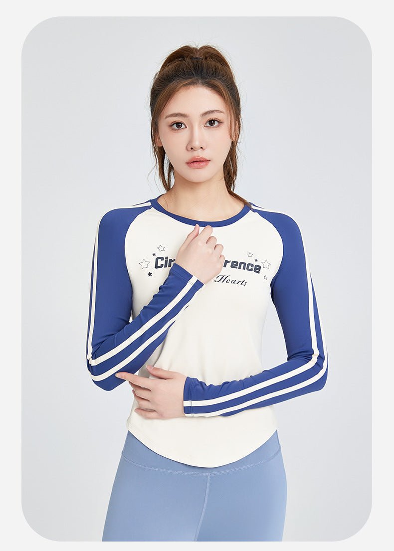 Vintage - Inspired High - Elasticity Long Sleeve Yoga Top | Stylish & Sporty Activewear - Women's Activewear by Ceecile